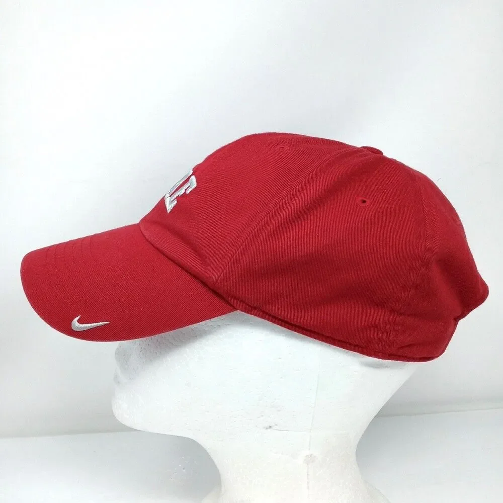 Nike Sportswear Strapback Red Swoosh Logo Hat Cap Athletic Y2K Dad